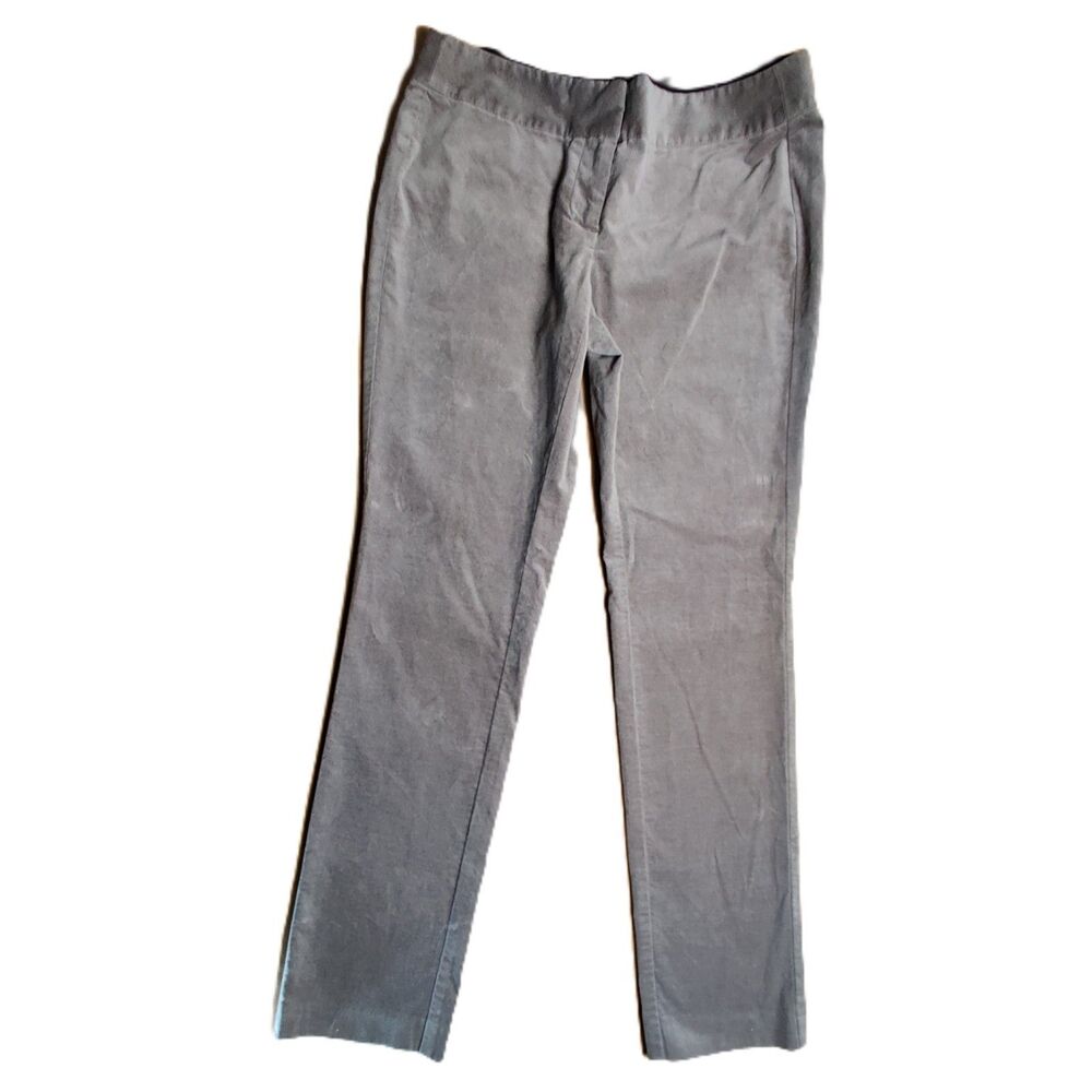 LOFT Julie Skinny Pants 4P Petite Gray Velvet Touch Stretch Work Office